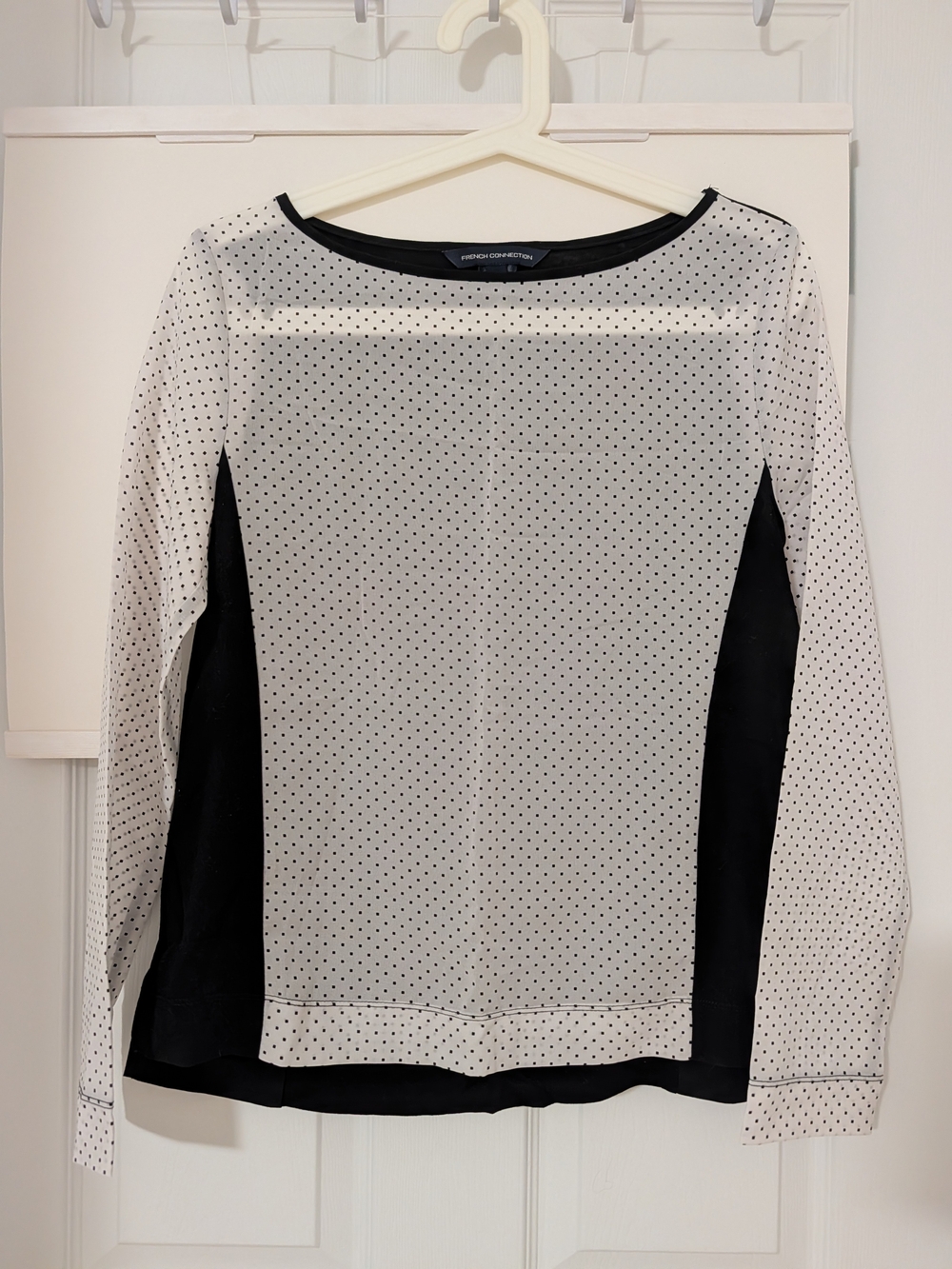 French Connection White Polka Dot Long-Sleeve Shirt